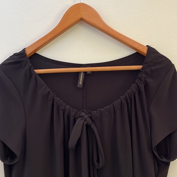 Black Drawstring Neck Blouse. Size XL - Picture 2 of 4